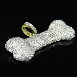 Colgante de Hueso de Perro con Diamante Moissanita de Corte Brillante Redondo en Plata 925, Estilo Hip Hop Personalizado, Regalo para Mascotas - Product Image 6