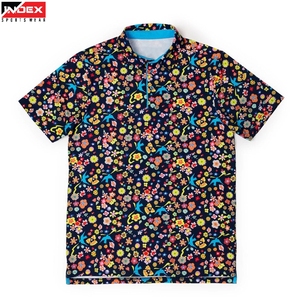 เสื้อโปโลแขนสั้นพิมพ์ลายเรขาคณิตสำหรับผู้ชาย โพลีเอสเตอร์ดูดซับความชื้น ชุดกีฬาลำลอง - Product Image 2