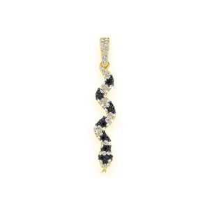 Collier Pendentif Serpent Minimaliste en Or Massif 10K Personnalisé Noir & Blanc avec Diamant Naturel Style Hip Hop Tendance - Product Image 1