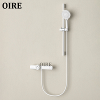 Oire Kaiping Factory Kit de douchette à main en laiton blanc à 2 fonctions Barre coulissante en céramique brossée Pluie douce Hôtels modernes Appartements Villas