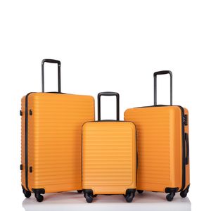 3 Piece ABS Lightweight Luggage Sets <b>ORANGE</b> Spinner Wheels <b>Suitcase</b> with TSA Lock (20/24/28) Hooked - Product Image 1