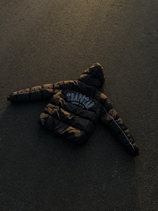 Wholesale <b>Padded</b> Hooded Puffer Jacket White Contrast Piping Embroidered Logo Winter Outerwear Streetwear <b>Coat</b> - Product Image 3