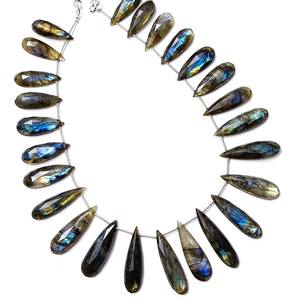 Collier en labradorite naturelle de forme poire avec fermoir en argent 925 pour femmes, bijoux faits à la main, vente en gros en provenance d'Inde - Product Image 3