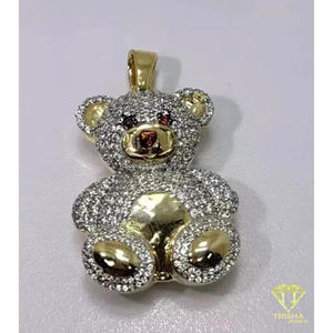 Collier ours en peluche glacé Hip Hop à haute brillance, diamants de laboratoire VVS avec argent sterling 925, bijoux pour hommes - Product Image 3