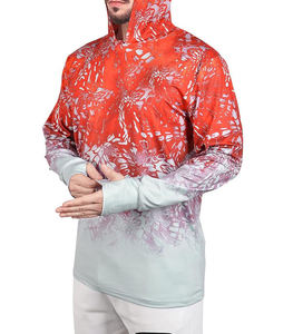 เสื้อฮู้ดตกปลาแขนยาวคุณภาพสูง UPF 50 พิมพ์ลายแบบซับลิเมชั่น แห้งเร็ว กันน้ำ ป้องกันแสงแดด - Product Image 2