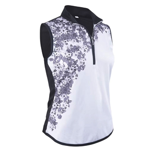Blusa de moda con cremallera, ropa informal, fabricante de prendas de vestir de marca privada, camisa sin mangas con cremallera frontal para mujer - Product Image 1
