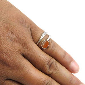 Premium Quality Classic 925 Sterling <b>Silver</b> <b>Ring</b> With Smooth Oval Cut Carnelian Gemstone Sacral Chakra <b>Adjustable</b> Boho <b>Ring</b> - Product Image 2