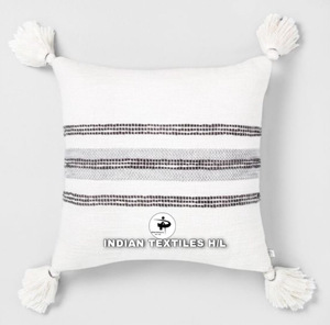 Tufted Boho Cushion Cover By Indian Textiles H/L Handwoven Decorative <b>Throw</b> <b>Pillow</b> Luxury Boho <b>Pillow</b> - Product Image 2