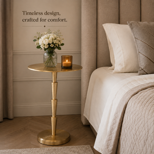 Modern <b>Gold</b> Metal <b>Side</b> <b>Table</b> Round Accent End <b>Table</b> with Tapered Pedestal Base for Living Room, Bedroom & Home Office Hotel - Product Image 5