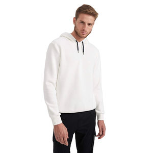 <b>Men's</b> <b>White</b> Hooded <b>Sweatshirt</b> 100% Cotton French Terry Regular Fit Casual Autumn Wear - Product Image 4
