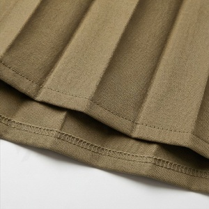Women Pleated Knee-Length <b>Skirt</b> <b>Elastic</b> <b>Waist</b> Solid Color Polyester Cotton Comfortable All Seasons Style - Product Image 6