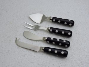 Stainless Steel Cheese Utensil Set 4 Piece White Blue Handle Serving Tools Hand Wash Only - Product Image 4