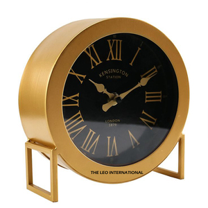 Ginkgo Leaf Design Trendy Industrial Gold Antique Finish Table <b>Clock</b> Home and Hotels Desk Ornament Table <b>Clock</b> - Product Image 3