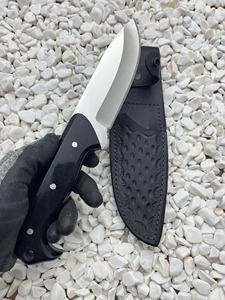 Hunting Skinner Knife Stainless Steel Fixed Blade Partially Serrated <b>Edge</b> <b>Black</b> Micarta Handle Lightweight - Product Image 6