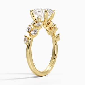 แหวนหมั้นเพชรโมอิสซาไนต์ทรงรีหรูหรา ประดับด้วยทองคำ 14K ลายใบไม้ สำหรับงานแต่งงานและโอกาสพิเศษสำหรับทุกเพศ - Product Image 2