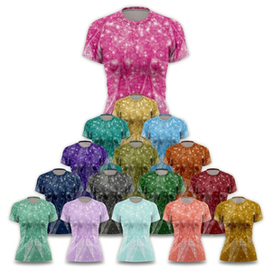 เสื้อกีฬาแขนสั้นแบบรัดรูปสำหรับขายส่ง ผลิตตามสั่ง ทำจากโพลีเอสเตอร์ผสมสแปนเด็กซ์ ยืดหยุ่น เหมาะสำหรับการฝึกความแข็งแรงและการว่ายน้ำ - Product Image 1