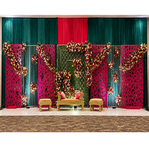 Paneles de fondo con corte láser de aspecto vibrante para bodas, escenarios coloridos de Heena Sangeete, fabricante de paredes metálicas para velas, DST Exports - Product Image 1