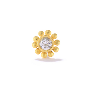 Fabricant de labrets en or massif 14 carats en forme de fleur |   Usine de bijoux directe |   Clous de piercing en diamant de laboratoire à filetage interne en gros - Product Image 4