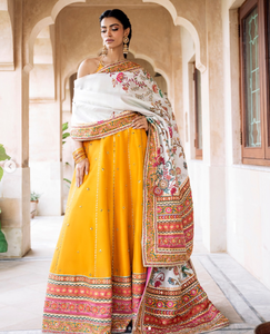 <b>Yellow</b> Silk Salwar Kameez With Gold Embroidery Traditional Indian Wedding Outfit For Women Floor-Length Regular floor - Product Image 5