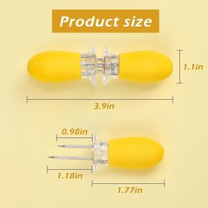10 piezas/5 pares de soportes para mazorcas de maíz amarillos, brochetas de acero inoxidable para carne y aves de corral para barbacoa - Product Image 3