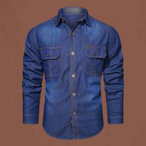 Meilleures chemises en jean décontractées pour hommes avec fermeture boutonnée, 100% coton, design et logo personnalisables, tissu de haute qualité - Product Image 2