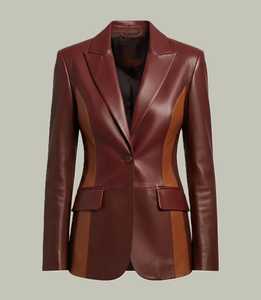 Women <b>Leather</b> <b>Blazer</b> <b>Jacket</b> Single Button Notched Lapel Long Sleeve Regular Fit for Autumn Winter Fit Elegant Autumn Outerwear - Product Image 2
