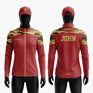 Veste de golf unisexe à capuche en polaire polyester 330 GSM, imperméable et respirante, rouge, or, noir - Product Image 1