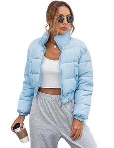 Women's Black Denim Cropped <b>Bomber</b> <b>Jacket</b> Quilted Cotton Winter Autumn Outerwear Breathable Windproof Plain Dyed Custom - Product Image 1
