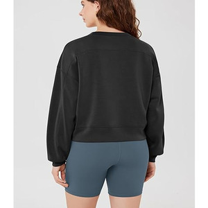 Sudadera Corta Personalizada para Mujer, 100% Algodón, Gruesa, 360g, Casual, Cuello Redondo, Manga Larga, Bordada, para Otoño - Product Image 2