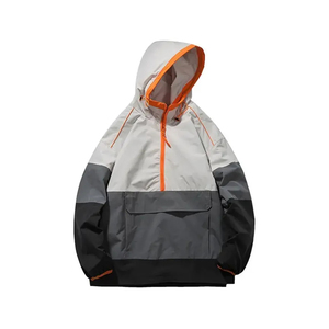 Blousons de survêtement à col zippé avec blocs de couleur et logo personnalisé, coupe oversize, coupe-vent, faible MOQ, vente en gros, fournisseur de survêtements d'entraînement - Product Image 2