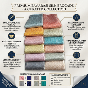 Tissu de soie brocart de qualité supérieure avec de riches motifs tissés, texture élégante et allure luxueuse pour la confection de vêtements, la décoration et la mode. - Product Image 6