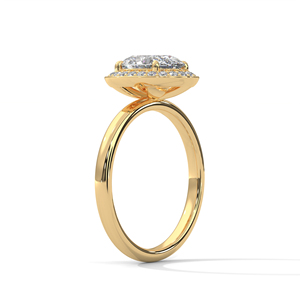 Strikingly Sparkling Whole Price Jewelry Made From 14k Yellow Gold Prong Set Oval Cut Lab Grown Diamond <b>Ring</b> With Side Accents - Product Image 3