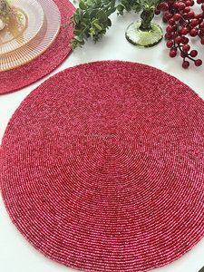 Gold Rimmed Black <b>Beaded</b> <b>Placemat</b> Round Table Decor Boutique Wholesale Artistry By PR India Manufacturer Premium Quality - Product Image 5