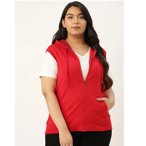 Hoodie sans manches en polaire premium pour un style de vie actif et une mode streetwear décontractée avec poche pour femme - Product Image 1