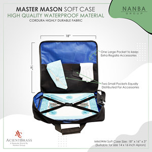 Estuches de transporte de tela negra para insignias masónicas con diseño bordado de esquadrón y compás, estuche blando MM-WM con bolsillo - Product Image 5