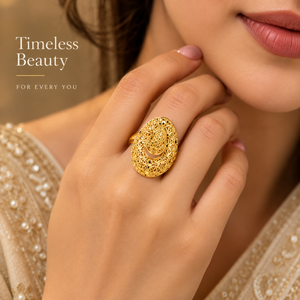 Elegant Gold Tone Crescent Filigree Necklace <b>Set</b> with Layered Chains Tassel Earrings Bracelet and Ring Wedding Jewelry for <b>Women</b> - Product Image 2
