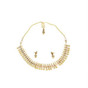 Nova Mart Kasumala Style Lakshmi Regular Gold Plated Moissanite Wedding Necklace Earring Set-Third Party Fashion Jewelry - Product Image 2