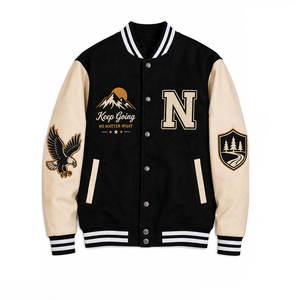 <b>Men's</b> Varsity <b>Jacket</b> Color Solid Regular Sleeve Streetwear <b>Baseball</b> <b>Jacket</b> Retro Hip Hop Formal Outerwear Varsity <b>Jacket</b> - Product Image 1
