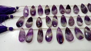 Perles de pierres précieuses en améthyste bio naturelle, forme poire, briolette, 12x25mm, vendues par brin de 8 pouces de long - Product Image 4