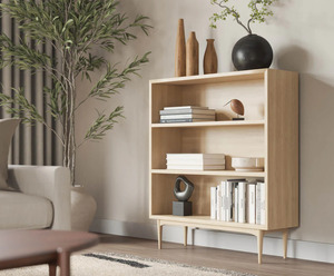 Mid Century Modern Wooden <b>Bookshelf</b> Rectangle Design Durable Indoor Living Room Furniture Decoration - Product Image 4