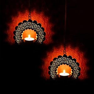 Hanging <b>Candle</b> <b>Holders</b> With Floral Cutouts Heat Resistant Home Decoration <b>Lanterns</b> - Product Image 3