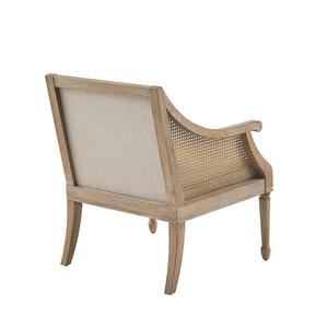 Fauteuil rembourré de style français à dossier haut en bois massif sculpté indien, avec revêtement en coton et pieds en bois, style moderne antique, Park Gym - Product Image 5