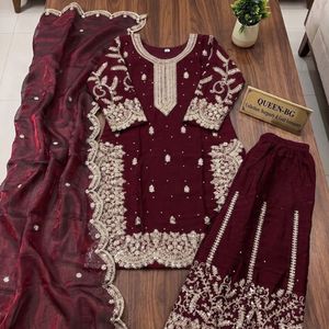 Premium Heavy Silk <b>Sequins</b> Embroidered Ready To Wear <b>Top</b> With Chinon Bottom And Dupatta Wholesale Rate By Royal Export - Product Image 6