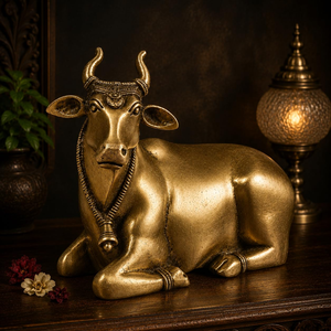 Estatua de Vaca de Metal, Figura Decorativa de Vaca Sentada, Escultura Tradicional India de Animal, Decoración para el Hogar, Adorno de Mesa - Product Image 6