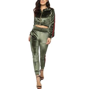 Womens Tracksuit Set 2 Piece Slim Fit Velour Velvet Casual Zip up Hoodie Jacket Sweatsuit and Sweatpants - Product Image 6
