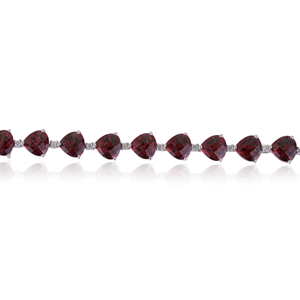 Bracelet tennis Sarraf Jewel haut de gamme en argent sterling 925 avec pierres précieuses grenat naturel taille triligne et diamants - Product Image 5
