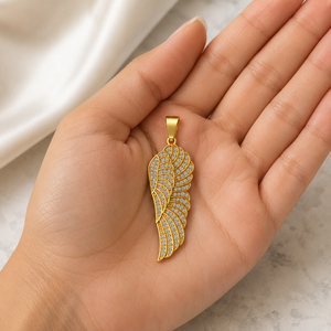 Vintage Fashion Hip Hop 10K Solid Gold Custom Iced <b>Angel</b> Classic Bling Feather Wings Moissanite Diamond Necklace Pendants <b>Charms</b> - Product Image 3
