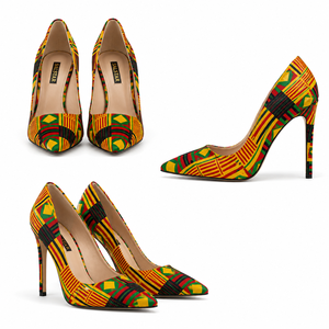 Chaussures à talons aiguilles personnalisées pour femmes, style africain, à carreaux, pour soirée, fabricant OEM & ODM - Product Image 1
