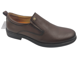 Mocasines de Cuero Genuino Color Marrón Tabaco, Punta Redonda, Sin Cordones, Suela de Goma Acolchada, Color Sólido, Para Todas las Temporadas, Logotipo Grabado - Product Image 1