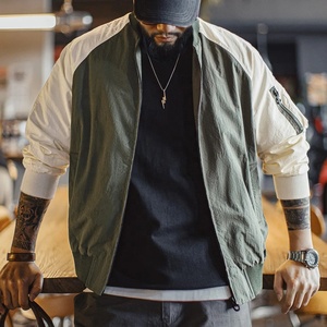 แจ็คเก็ตวาร์ซิตี้ผ้าแคนวาสสีตัดกันสไตล์วินเทจ มีซิปและกระเป๋าแบบปกติ เหมาะสำหรับใส่เล่นเบสบอล  ลำลองสำหรับผู้ชาย  เสื้อคลุมฤดูหนาว ระบายอากาศได้ดี - Product Image 5